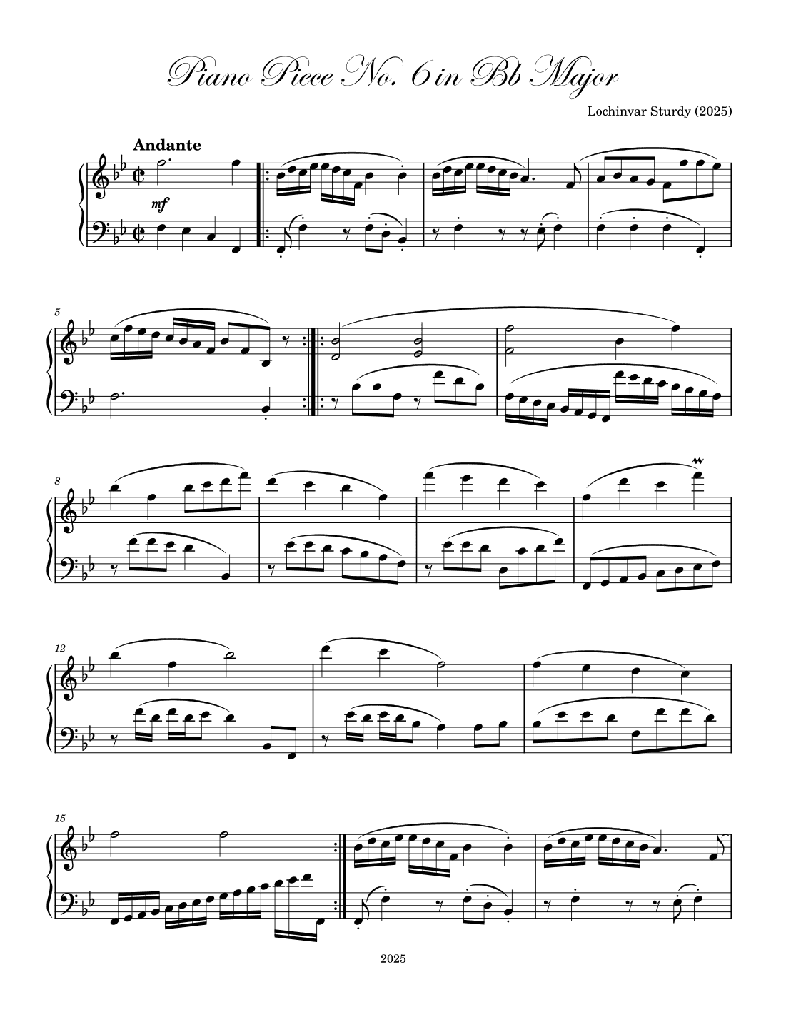 Piano Piece No. 6 in Bb Major