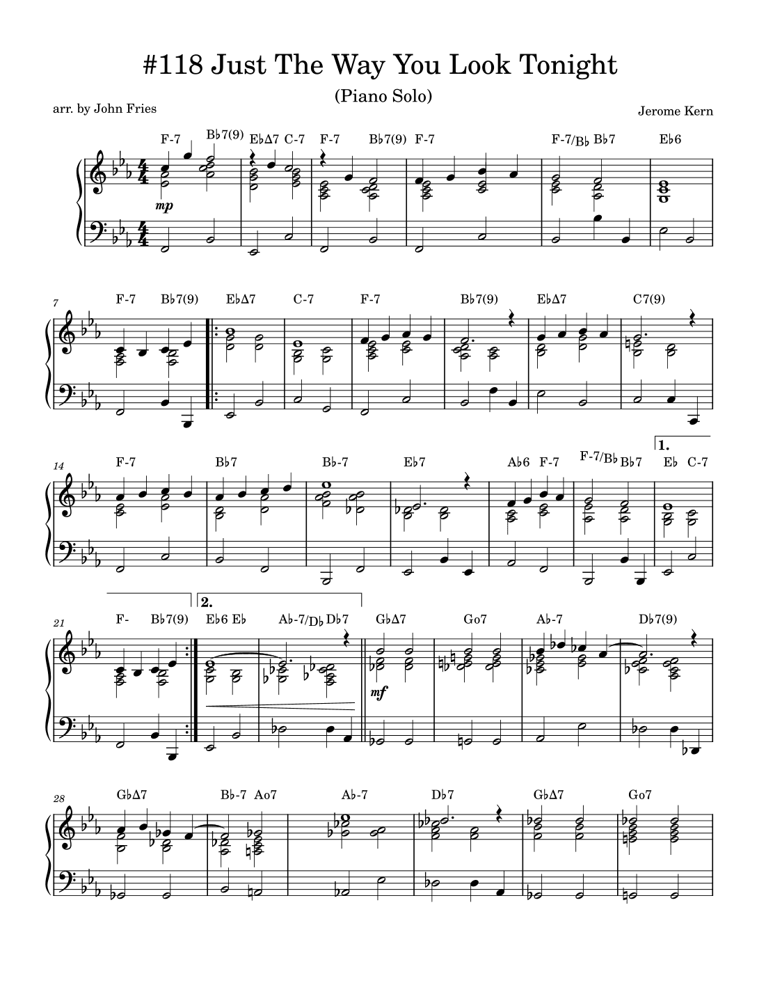 Just The Way You Look Tonight (arr. John Fries)