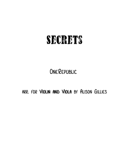 Secrets (arr. Alison Gillies)