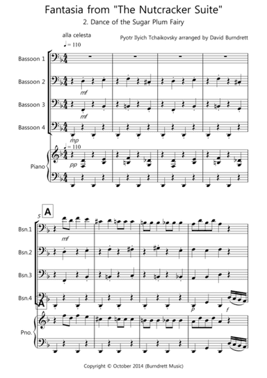 Dance of the Sugar Plum Fairy (fantasia from Nutcracker) for Bassoon Quartet (arr. David Burndrett)
