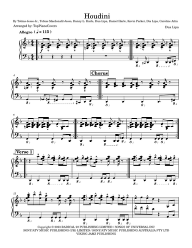 Houdini (arr. TopPianoCovers)