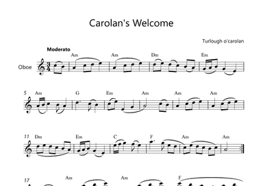 Carolan's Welcome - Oboe Lead Sheet With Chord Symbols (arr. Victor Araújo)