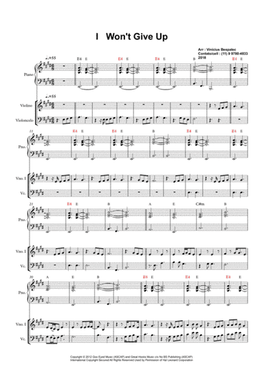 I Won't Give Up (arr. Vinícius Bespalec)