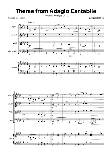 Theme From Adagio Cantabile (from Sonata 'Pathétique' Op.13) (arr. Tiago Cordeiro)