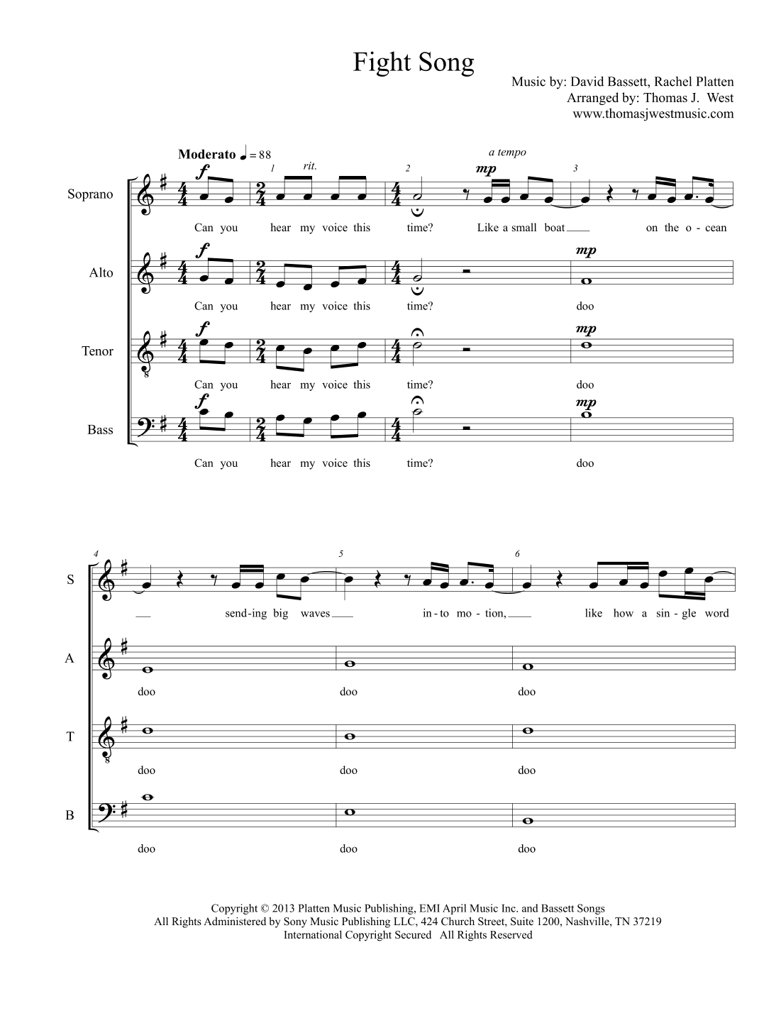 Fight Song (arr. Thomas J. West)