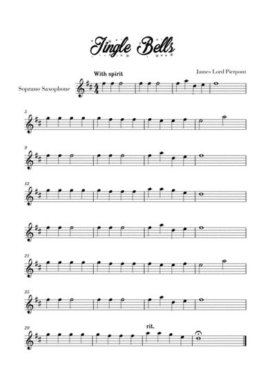 Jingle Bells - Easy/Beginner (for Soprano Saxophone) (arr. Cadenza Editions)