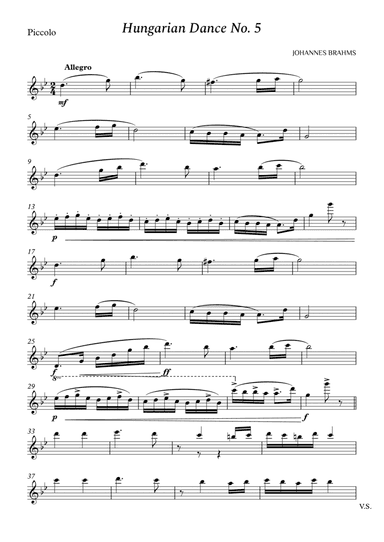 Hungarian Dance No. 5 for Piccolo (arr. Cássio Silva Chaves)