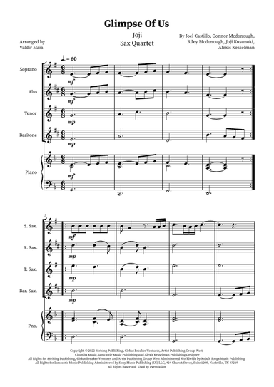 Glimpse Of Us (arr. Valdir Maia)