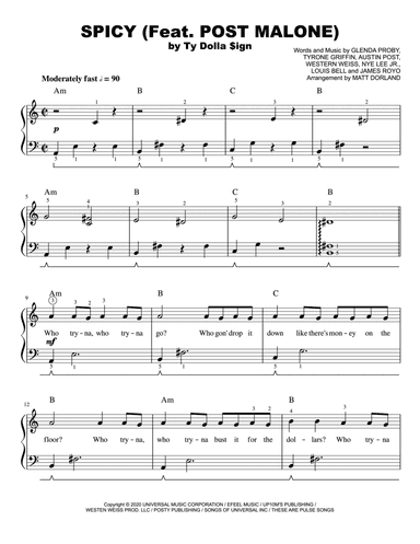 Spicy Ft. Post Malone (arr. Matt Dorland)