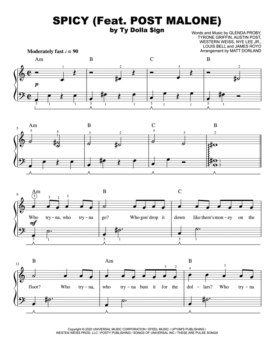 Spicy Ft. Post Malone (arr. Matt Dorland)