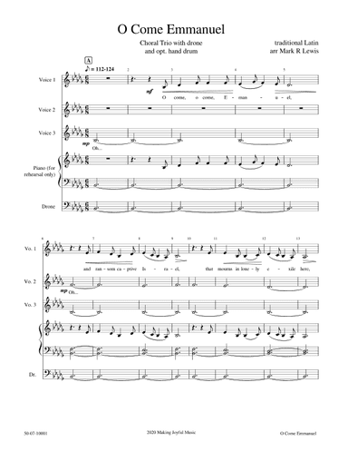 O Come Emmanuel - Vocal Trio - Bb minor (arr. Mark R Lewis)