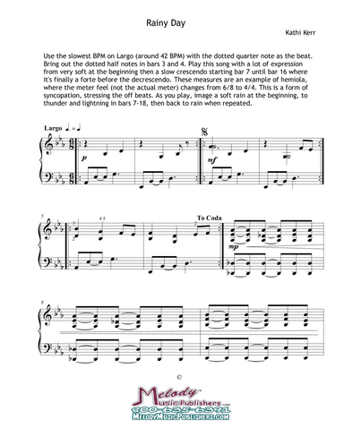 Piano solo late intermediate - "Rainy Day"