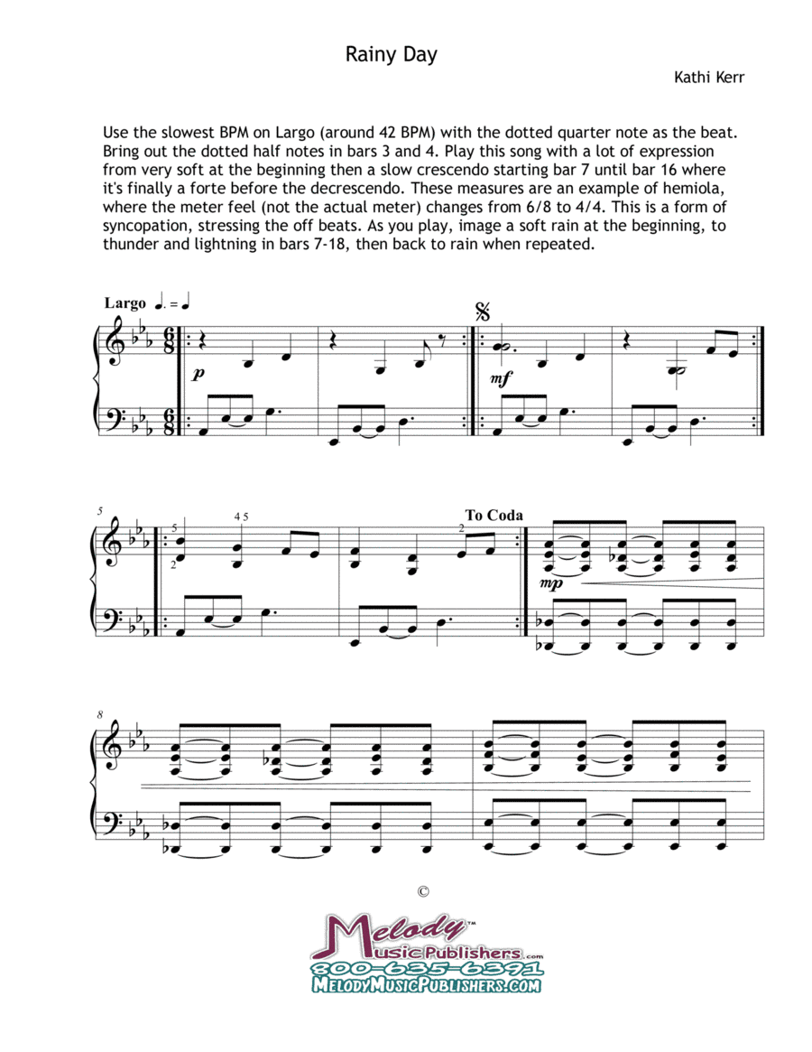 Piano solo late intermediate - "Rainy Day"