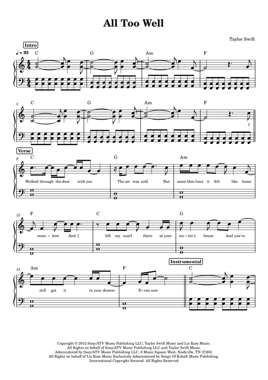 All Too Well (arr. Anacrusa)