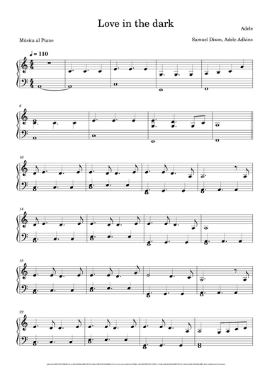Love In The Dark (arr. Música al Piano)