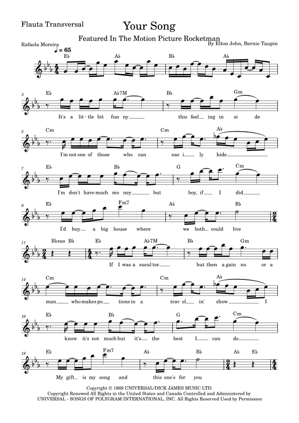 Your Song (arr. Rafaela Moreira)