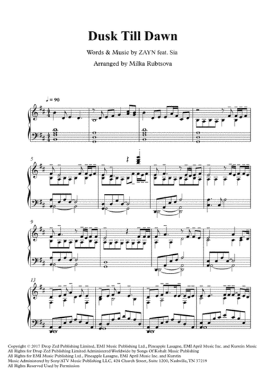 Dusk Till Dawn (arr. Milka Rubtsova)