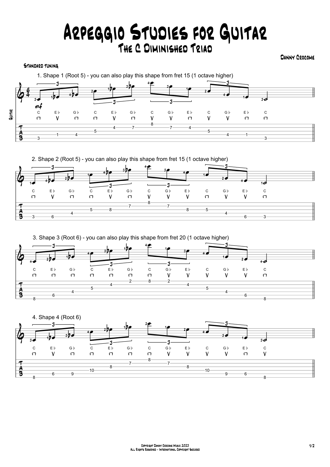 Arpeggio Studies for Guitar - The C Diminished Triad