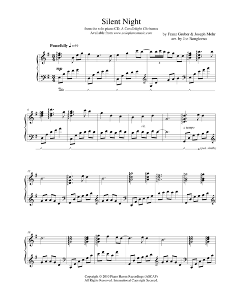 Silent Night - traditional Christmas - by Joe Bongiorno (arr. Joe Bongiorno)