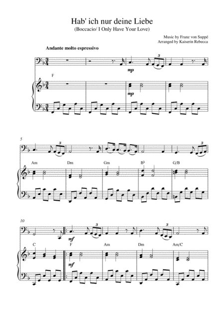 Hab' ich nur deine Liebe (Boccacio/ I Only Have Your Love) (arr. Kaiserin Rebecca)