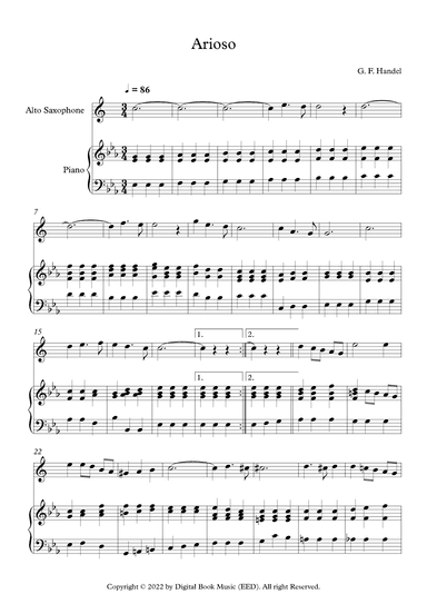 Arioso - George Frideric Handel (Alto Sax + Piano) (arr. Digital Book Music)