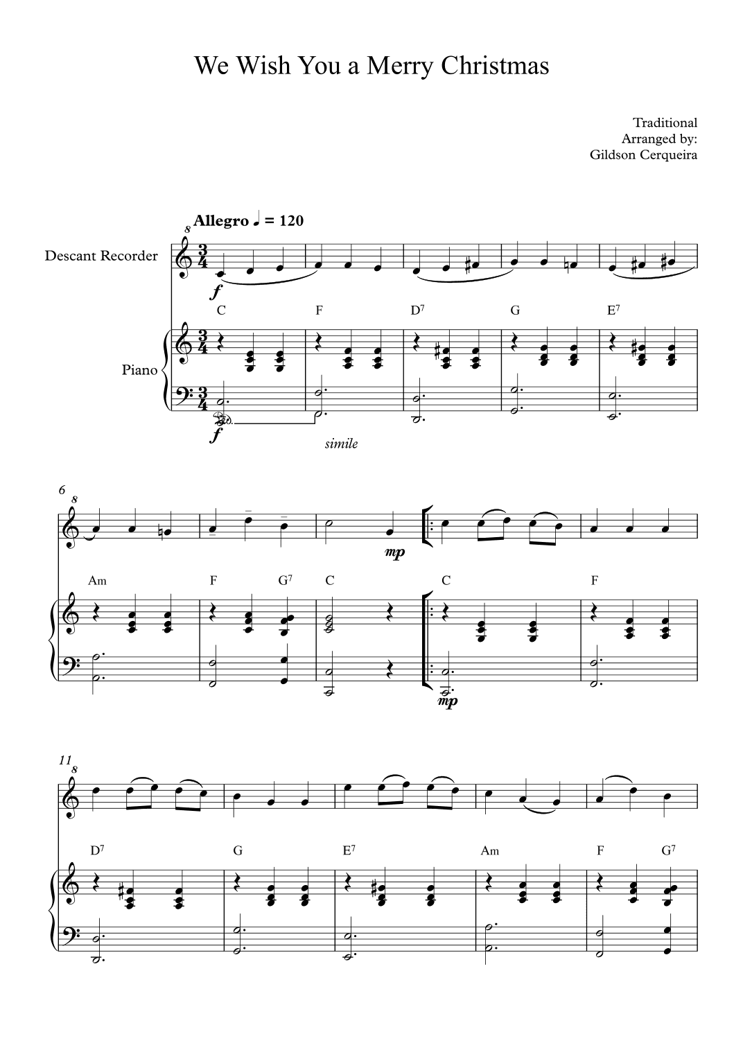 We Wish You a Merry Christmas (arr. Gildson Cerqueira)