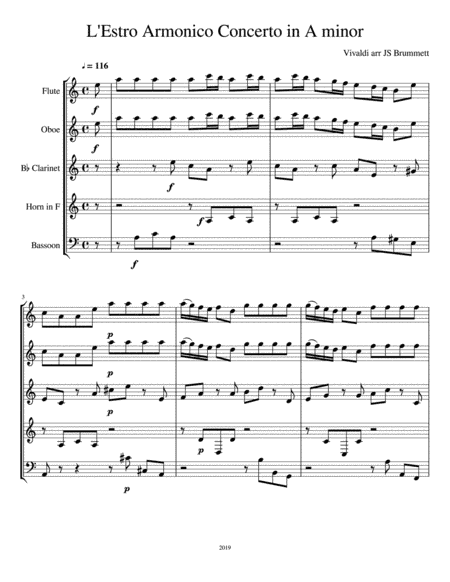 L'Estro Armonico in A minor (arr. Jennifer Brummett)