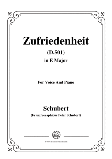 Schubert-Zufriedenheit(Contentment),D.501,in E Major,for Voice&Piano (arr. MSM)