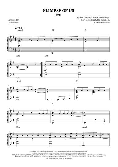 Glimpse Of Us (arr. Valdir Maia)