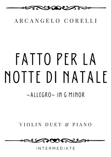 Corelli - Allegro from Fatto per la Notte di Natale - Intermediate (arr. Piacere Music Sheets)