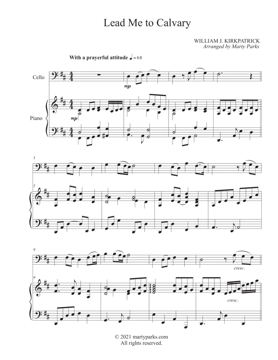 Lead Me to Calvary (Cello-Piano) (arr. Marty Parks)