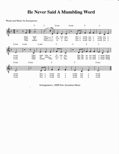 He Never Said A Mumblin' Word (arr. New Jerusalem Music)