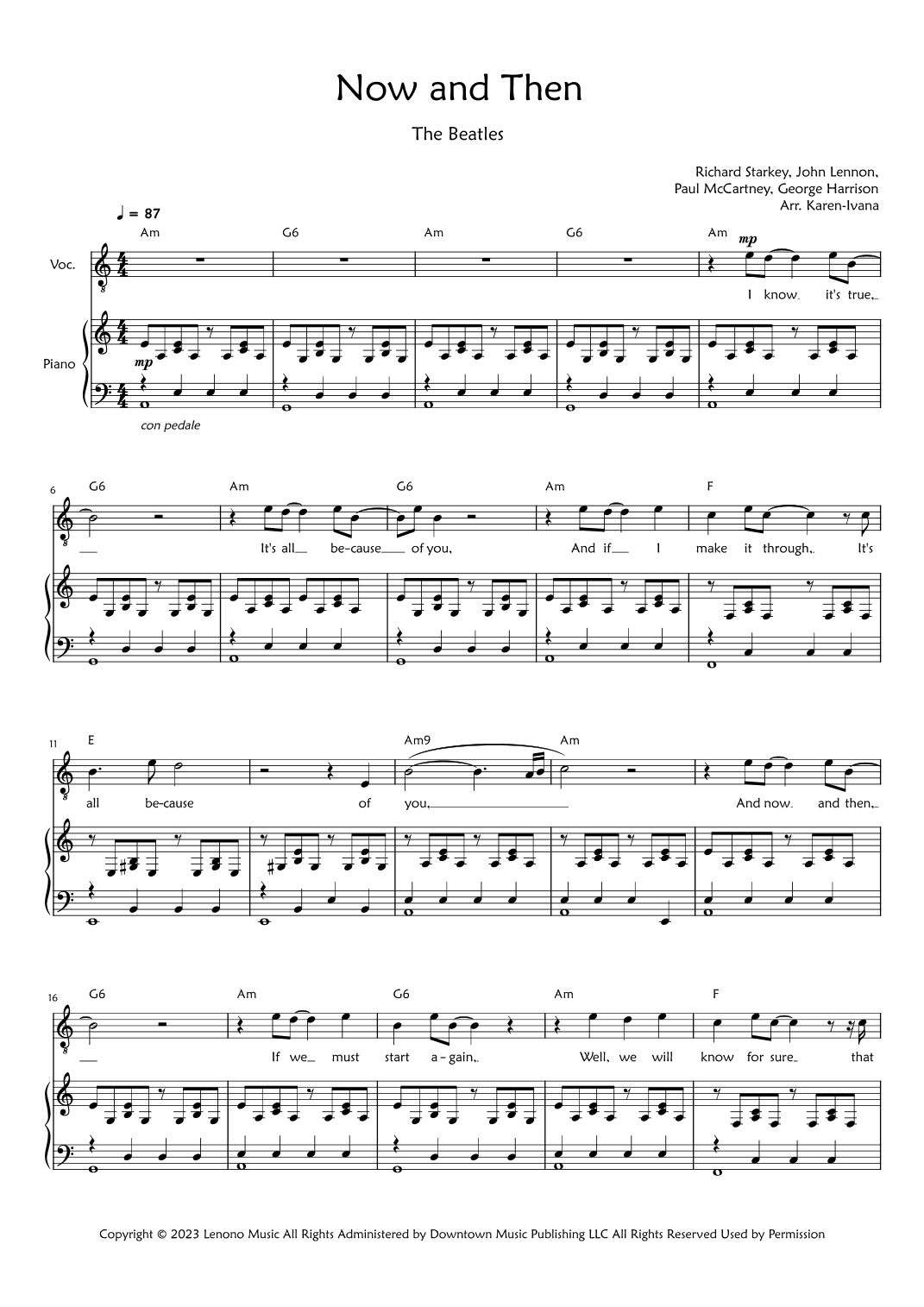 Now And Then (arr. Karen Ivana)