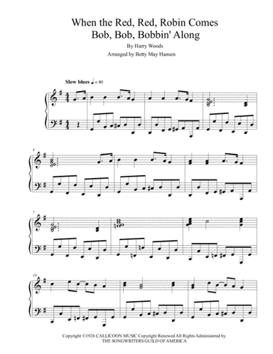 When The Red, Red Robin Comes Bob, Bob Bobbin' Along (arr. Betty May Hansen)