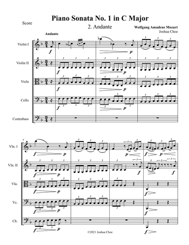 Piano Sonata No. 1, Movement 2 (arr. Joshua Choe)
