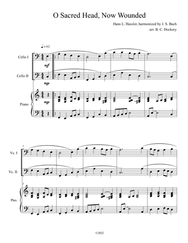 O Sacred Head, Now Wounded (Cello Duet with Piano Accompaniment) (arr. B. C. Dockery)