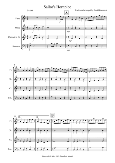 Sailor's Hornpipe for Wind Quartet (arr. David Burndrett)