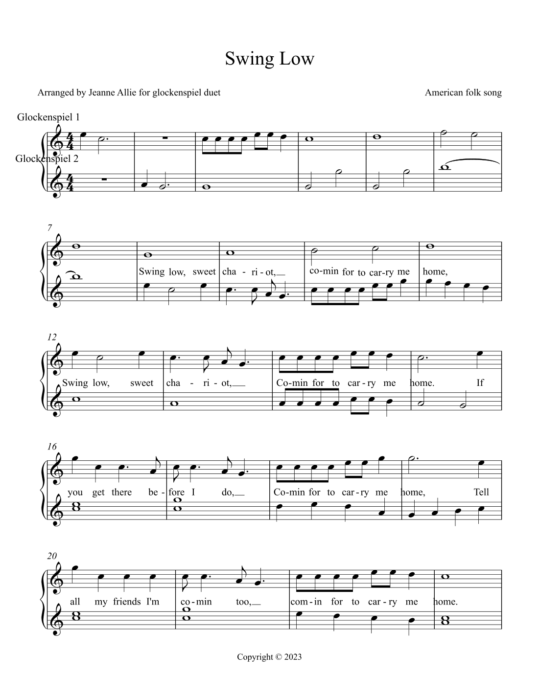 Swing Low (arr. Jeanne Allie)