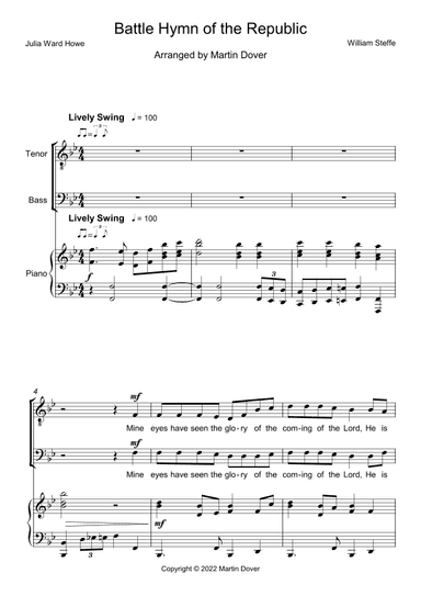 Battle Hymn of the Republic - 2 Part Choir - TB - Lower Voices (arr. Martin Dover)