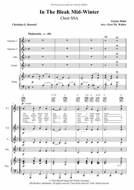 In The Bleak Mid-Winter (arr. Gert Th. Walter)