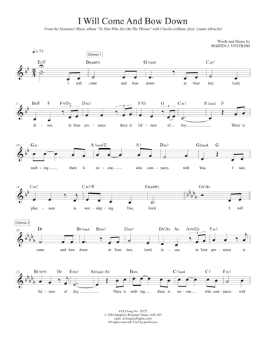 I Will Come And Bow Down (arr. TraviSongs)