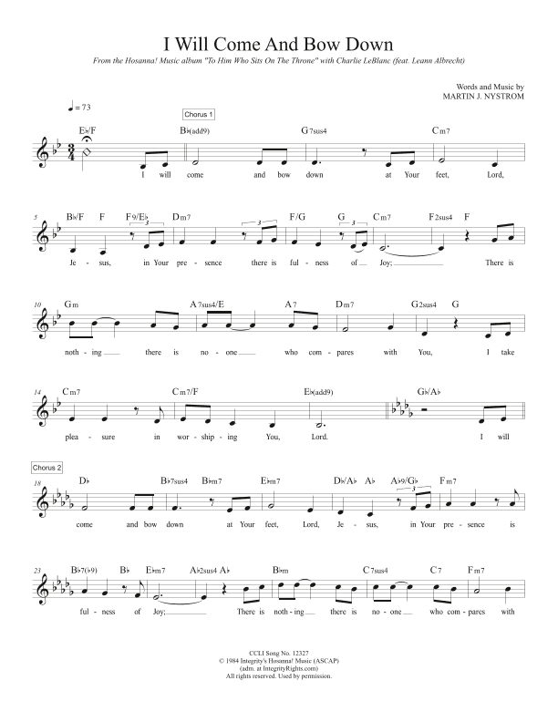 I Will Come And Bow Down (arr. TraviSongs)