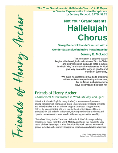 Not Your Grandparents' Halleluah Chorus - D Major (arr. Jeremy McLeod)