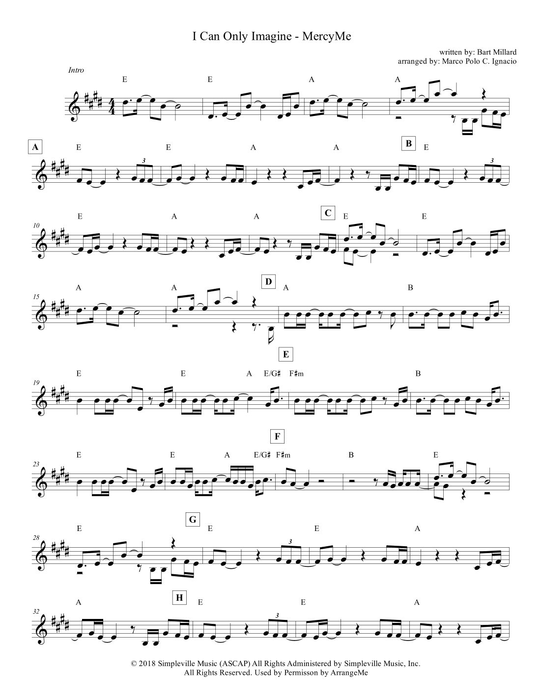 I Can Only Imagine (arr. Marco Polo C. Ignacio)