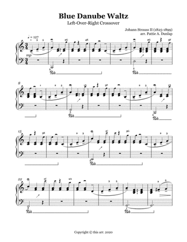 Blue Danube Waltz, piano solo in CM (arr. Pattie A. Dunlap)