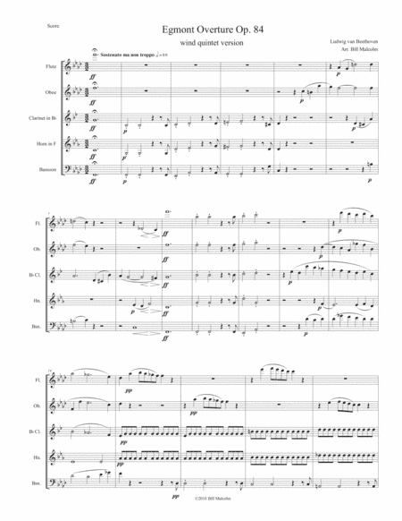 Egmont Overture Op. 84 for wind quintet (arr. Bill Malcolm)