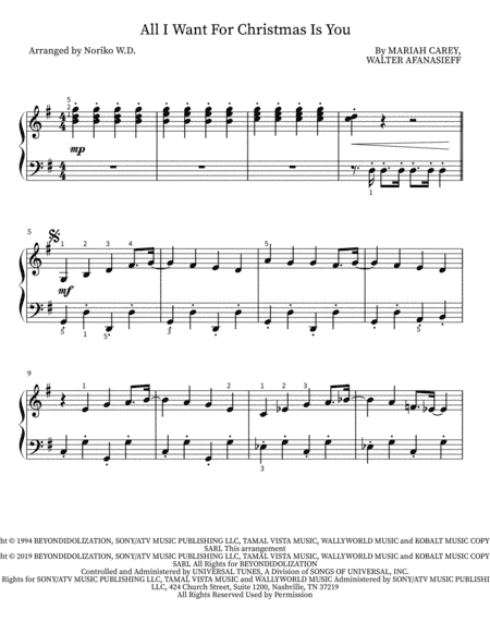All I Want For Christmas Is You (arr. Noriko W.D.)
