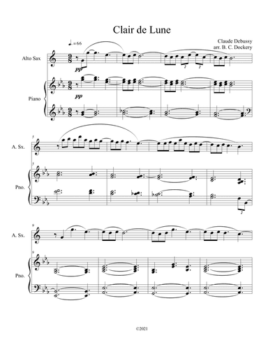 Clair de Lune (Alto Sax Solo) with piano accompaniment (arr. B. C. Dockery)