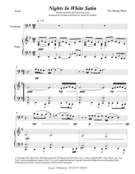 Nights In White Satin (arr. James M. Guthrie, ASCAP)