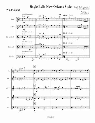 Jingle Bells New Orleans Style (Woodwind Quintet) (arr. Clark Cothern)